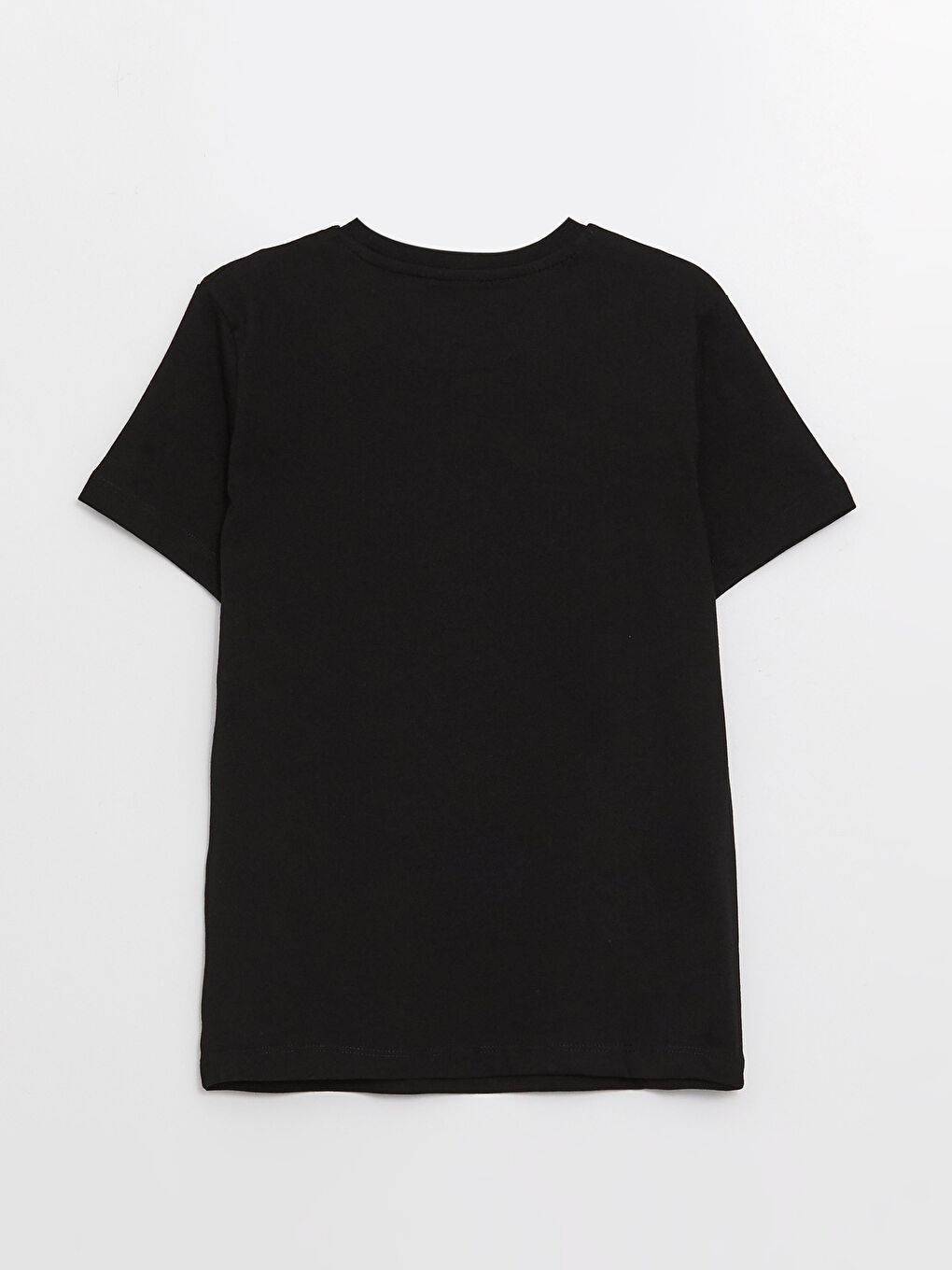 Siyah Bisiklet Yaka Baskılı Kısa Kollu Erkek Çocuk Tişört-1