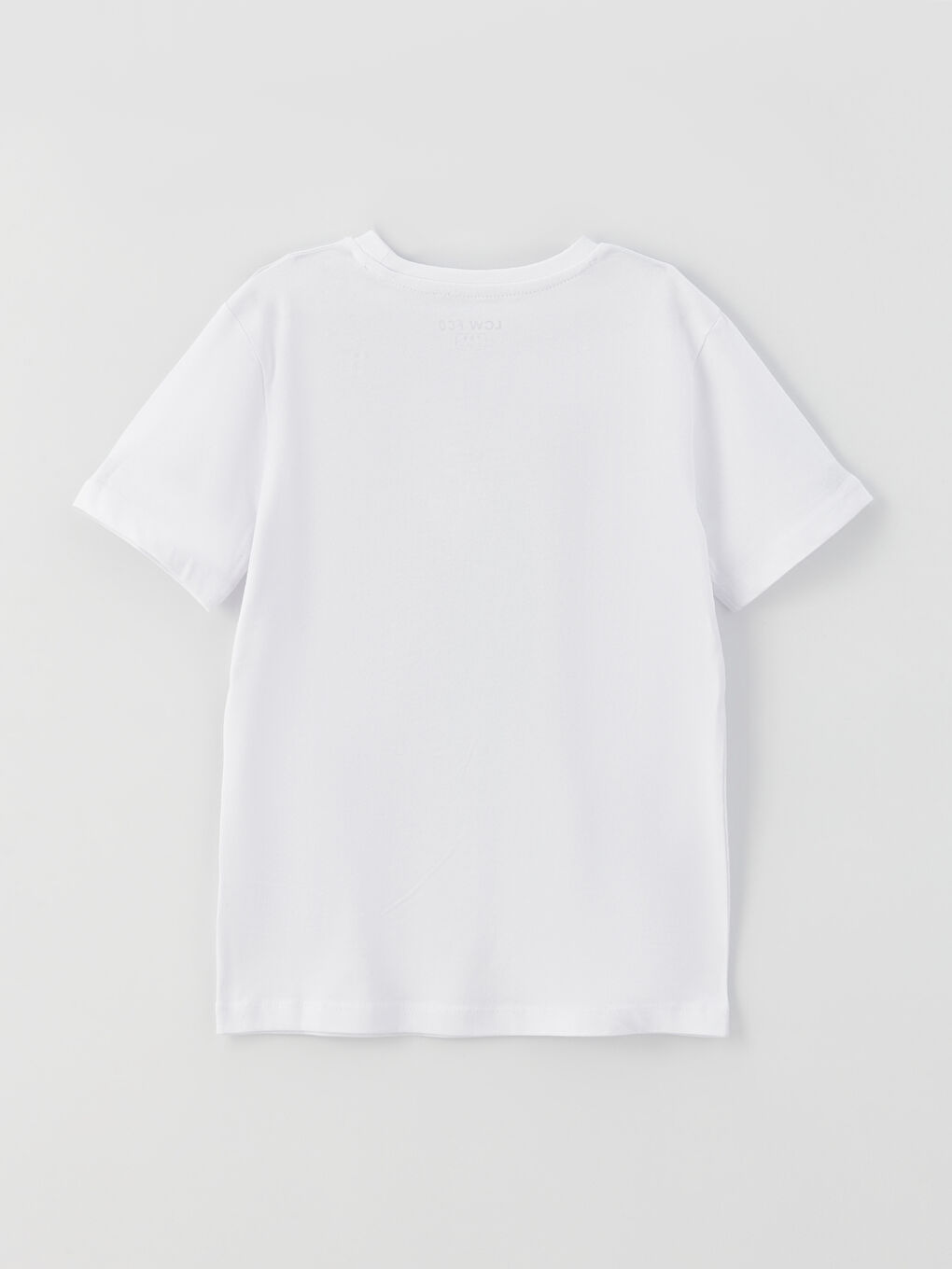 Beyaz Bisiklet Yaka Baskılı Kısa Kollu Erkek Çocuk Tişört-1