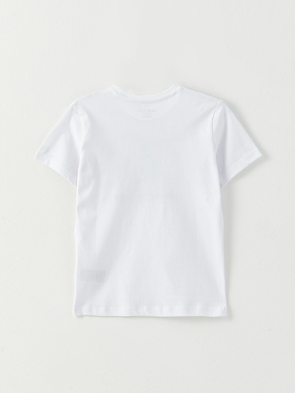Beyaz Bisiklet Yaka Baskılı Kısa Kollu Erkek Çocuk Tişört-1