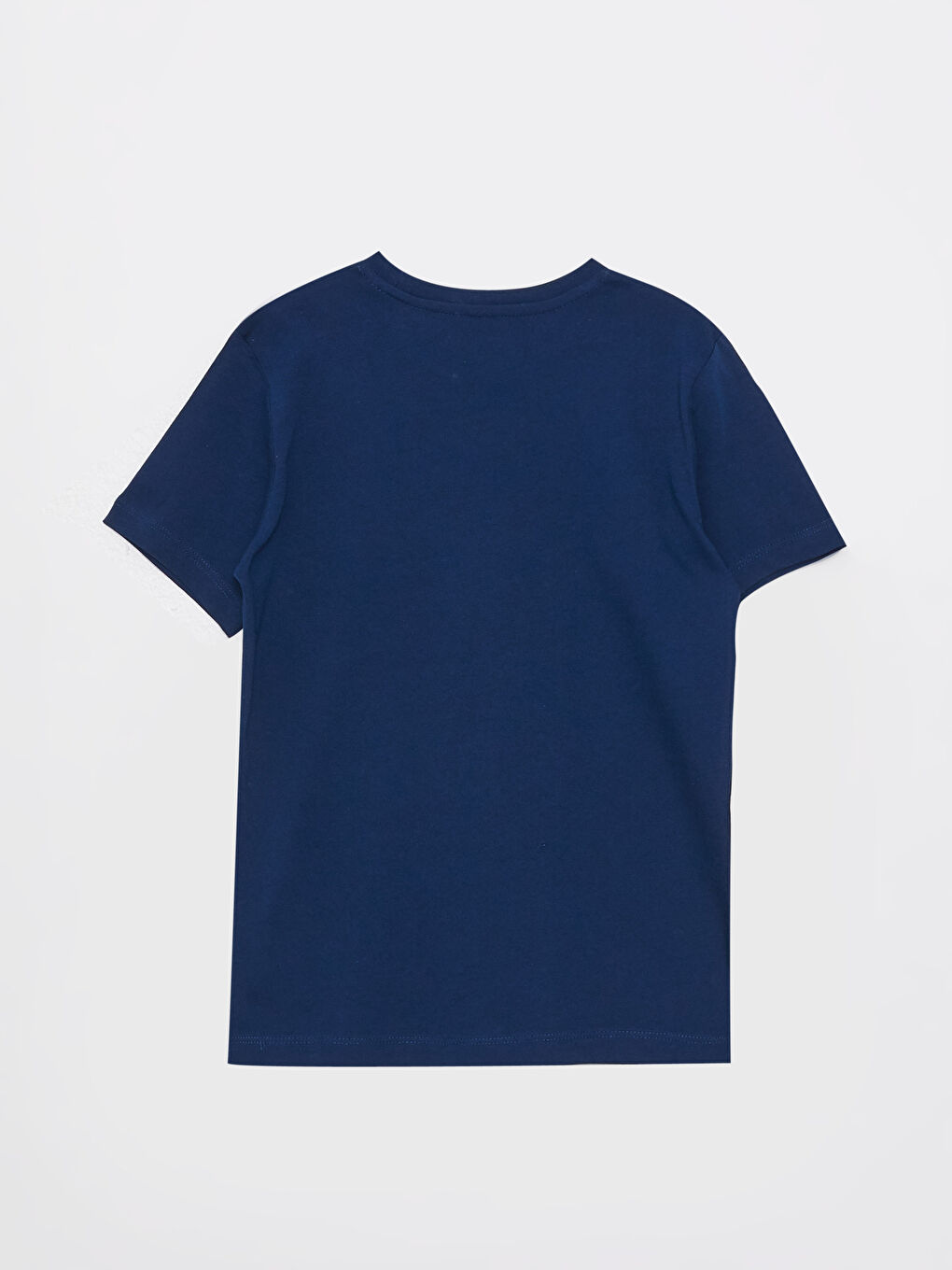 Lacivert Bisiklet Yaka Baskılı Kısa Kollu Erkek Çocuk Tişört-1