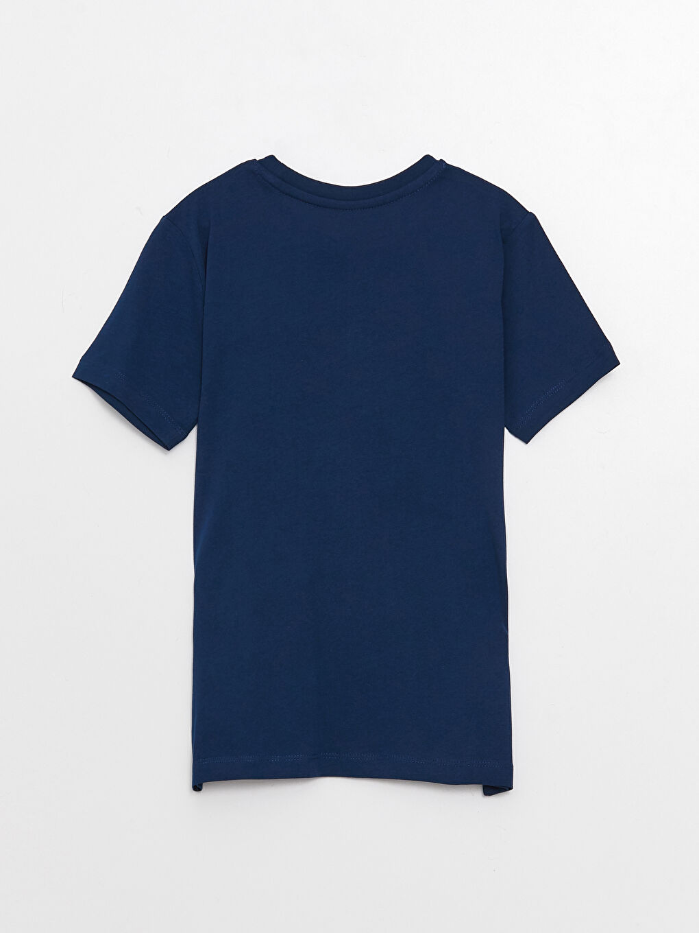 Lacivert Bisiklet Yaka Baskılı Kısa Kollu Erkek Çocuk Tişört-1