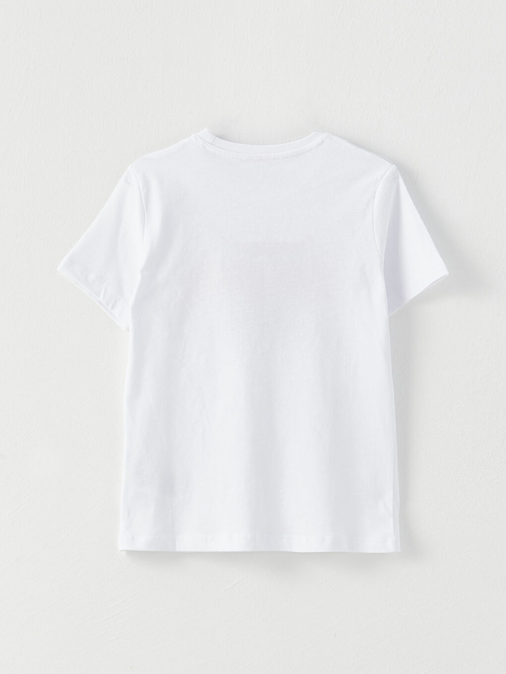 Beyaz Bisiklet Yaka Baskılı Kısa Kollu Pamuklu Erkek Çocuk Tişört-1