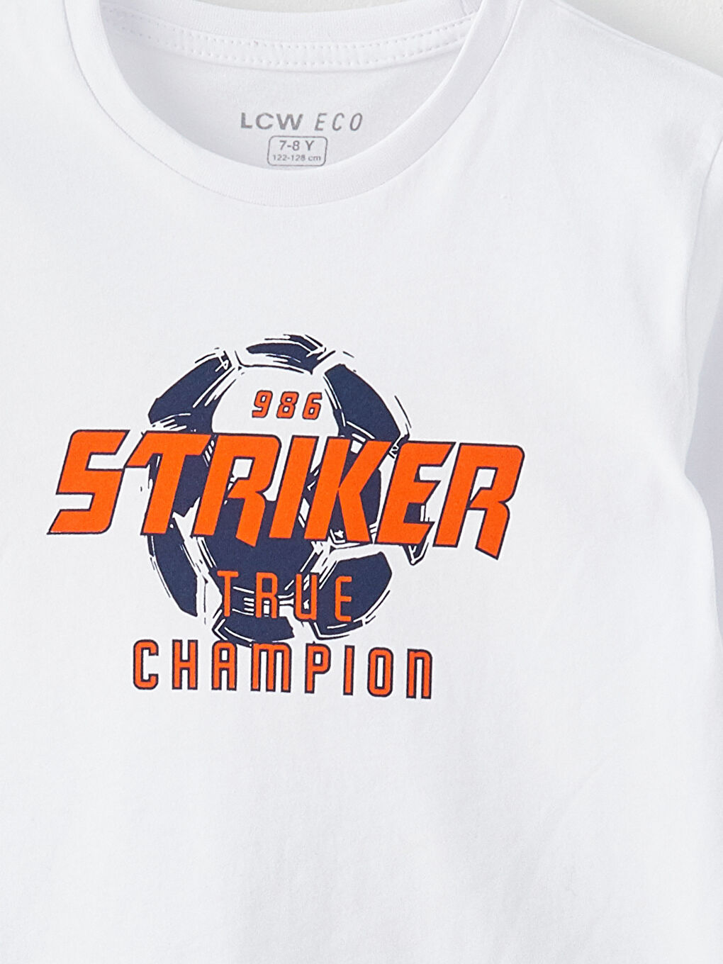 Beyaz Bisiklet Yaka Baskılı Kısa Kollu Pamuklu Erkek Çocuk Tişört-2