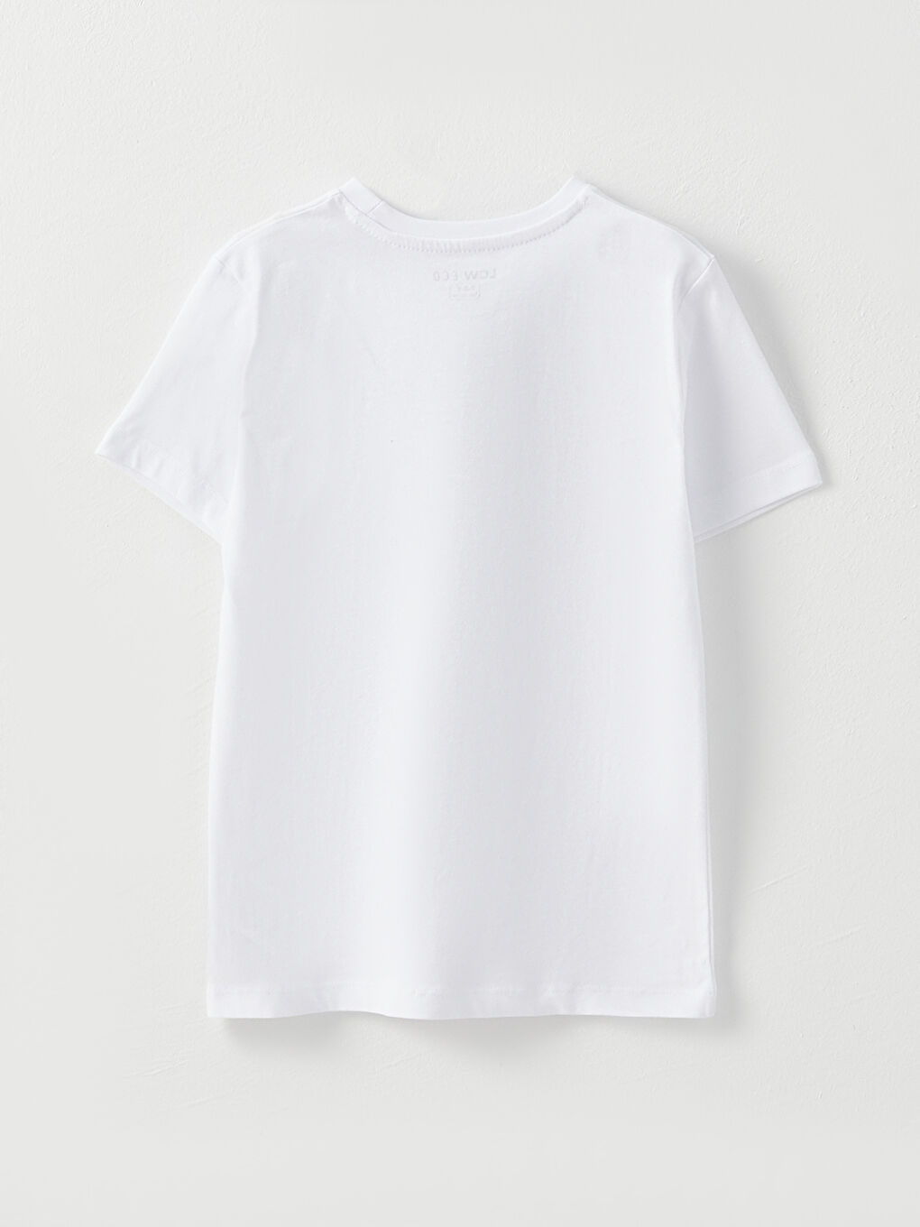 Beyaz Bisiklet Yaka Baskılı Kısa Kollu Pamuklu Erkek Çocuk Tişört-1