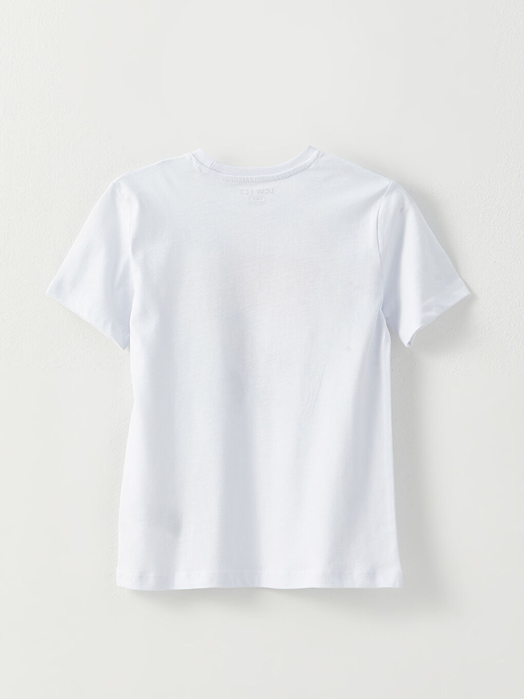 Beyaz Bisiklet Yaka Baskılı Kısa Kollu Erkek Çocuk Tişört-1