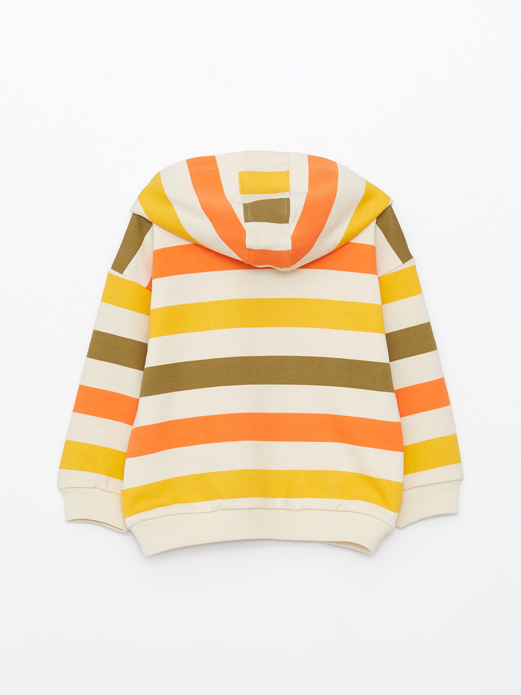 Ekru Uzun Kollu Çizgili Erkek Bebek Hoodie-1