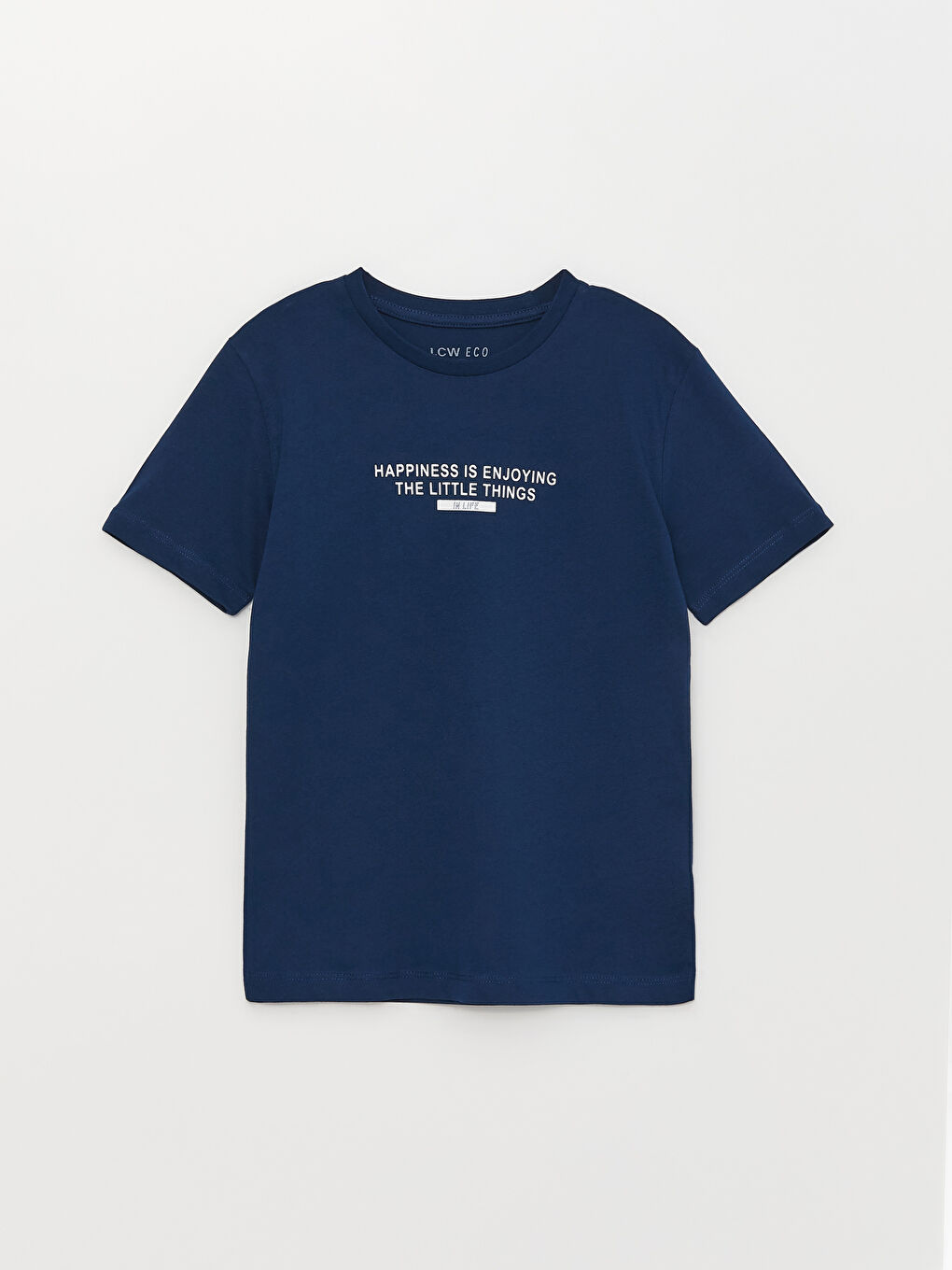 Lacivert Bisiklet Yaka Baskılı Kısa Kollu Erkek Çocuk Tişört-4