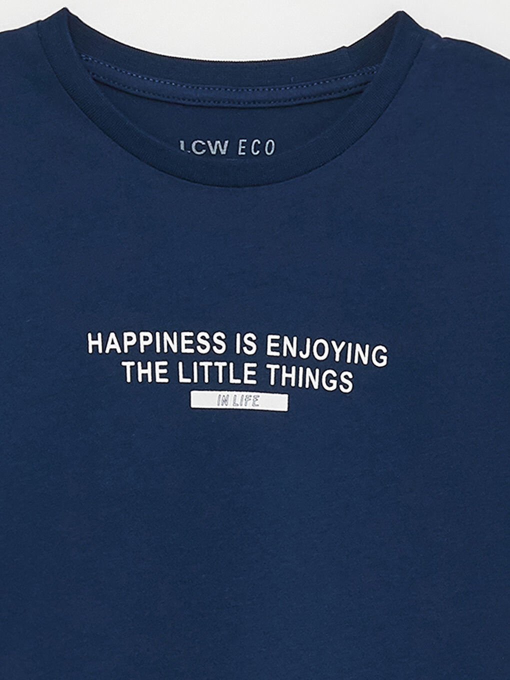 Lacivert Bisiklet Yaka Baskılı Kısa Kollu Erkek Çocuk Tişört-6