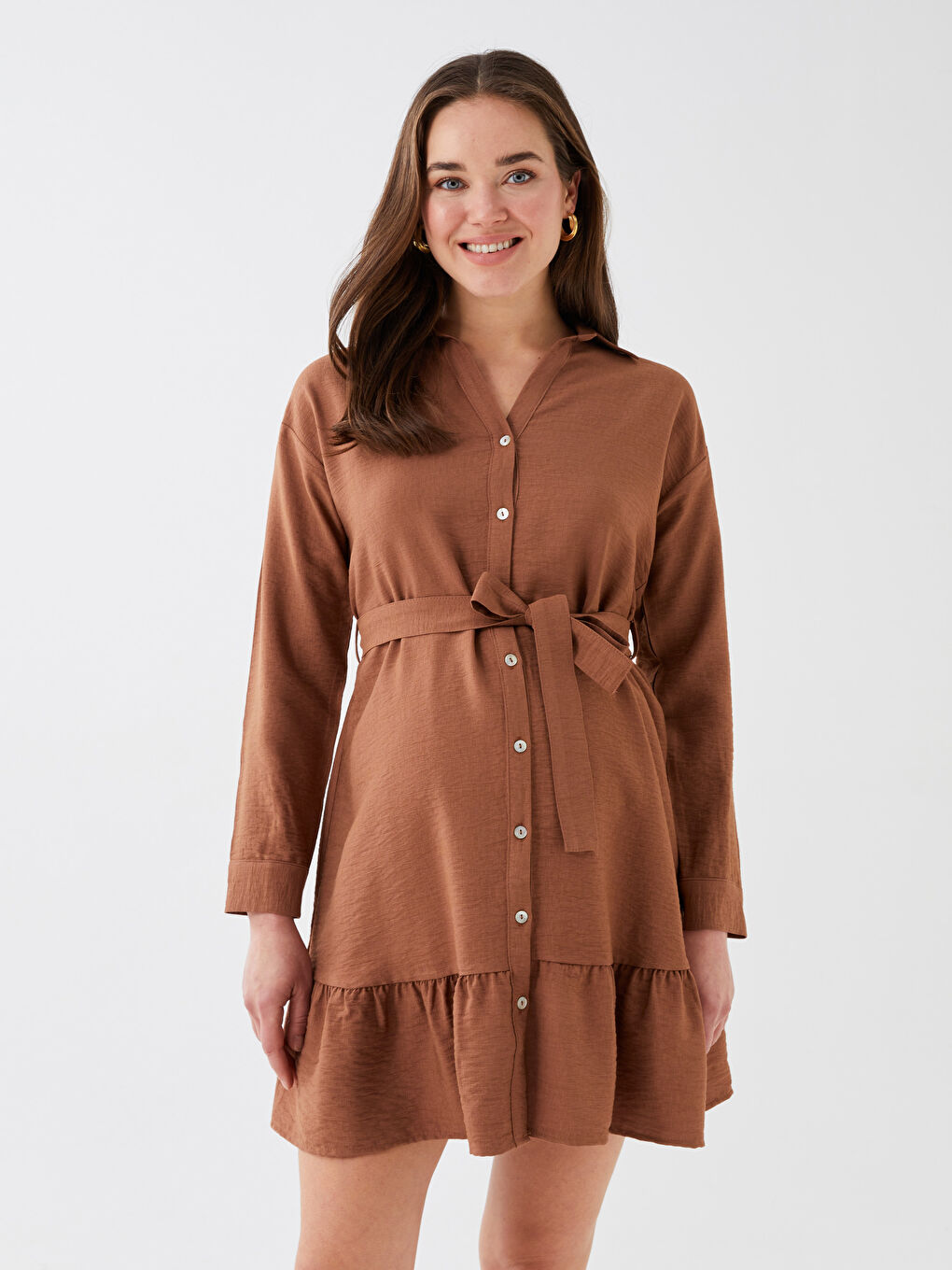 Shirt Neck Regular Long Sleeve Maternity Dress -S3AD27Z8-V54