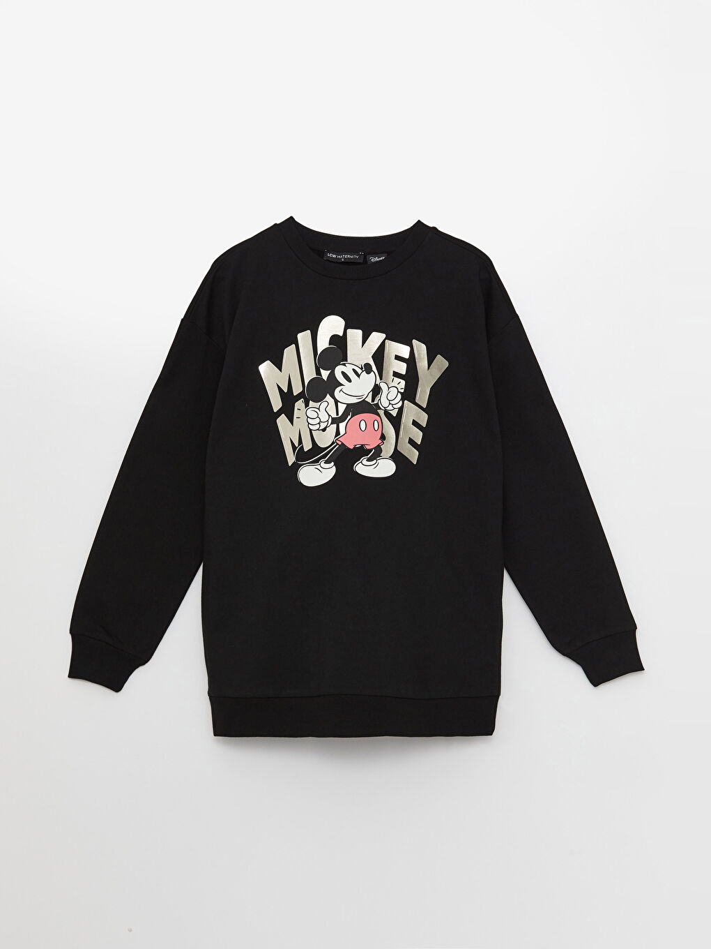 LCWAIKIKI Maternity Yeni Siyah Bisiklet Yaka Mickey Mouse Baskılı Uzun Kollu Hamile Sweatshirt - 5