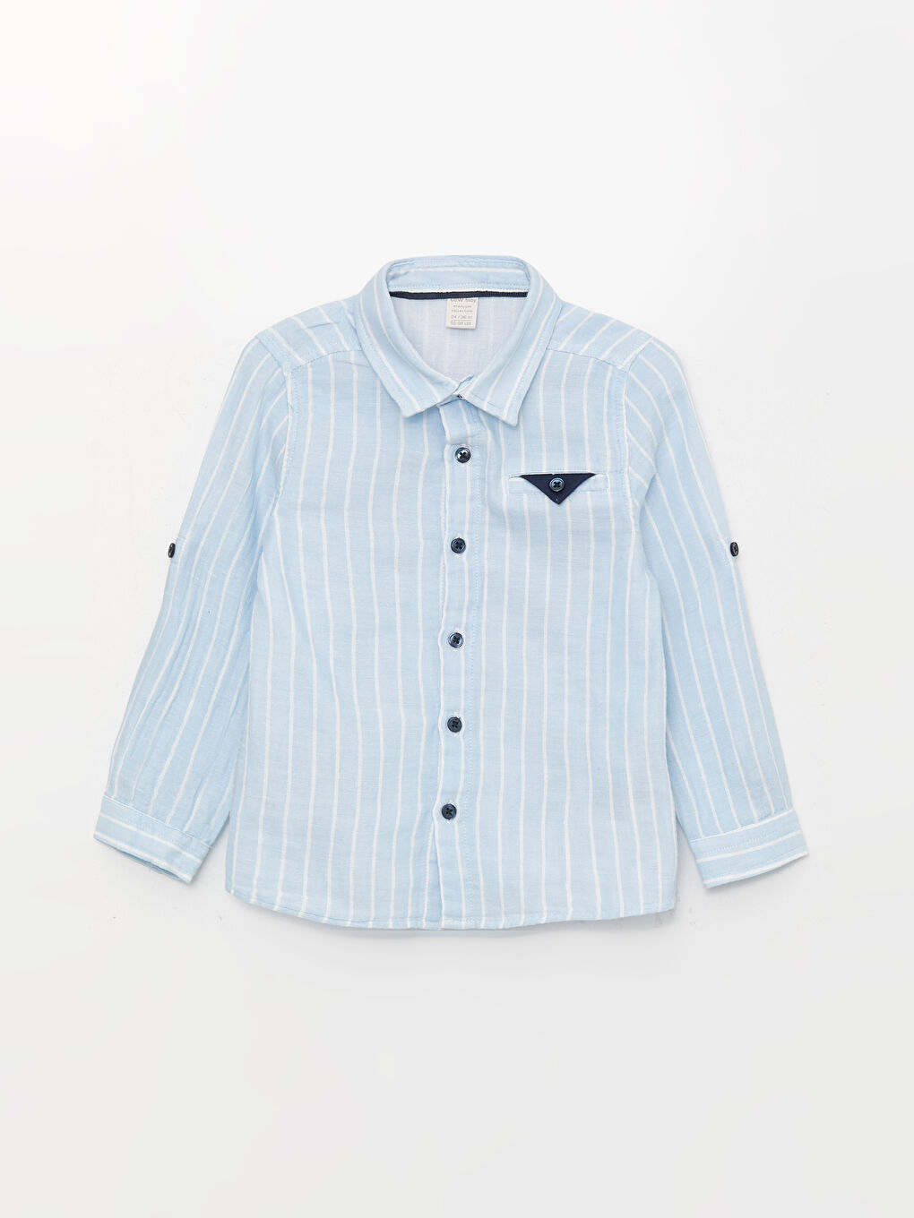 Mavi Uzun Kollu Erkek Bebek Gömlek ve Pantolon 2'li Takım-1