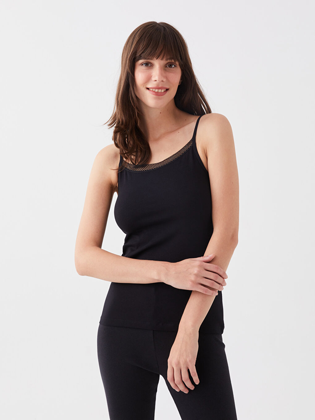 Майка с U-образным вырезом, однотонная, с ремешками для женщин