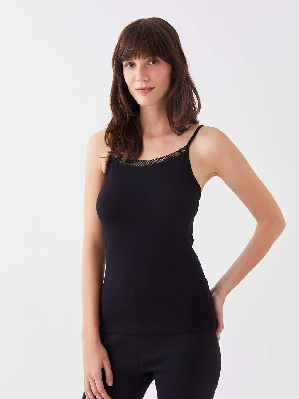 Майка с U-образным вырезом, однотонная, с ремешками для женщин-1