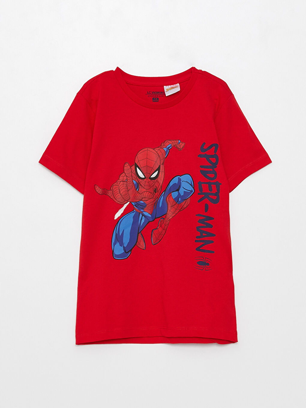 Kırmızı Bisiklet Yaka Spider-Man Baskılı Kısa Kollu Erkek Çocuk Şortlu Pijama Takımı-1
