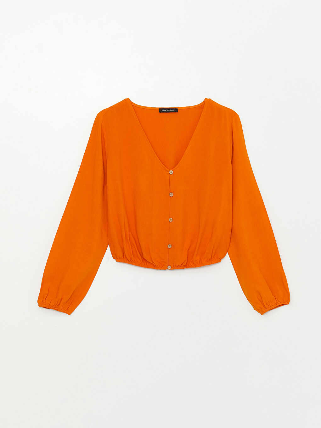 V Neck Straight Long Sleeve Linen Blend Women's Blouse-5