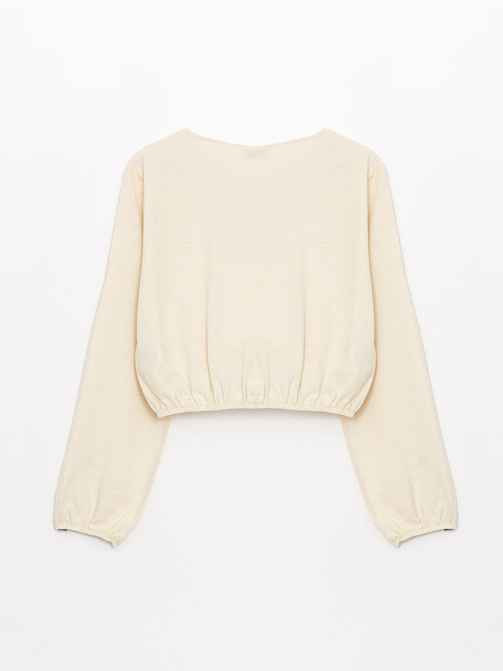 V Neck Straight Long Sleeve Linen Blend Women's Blouse-6