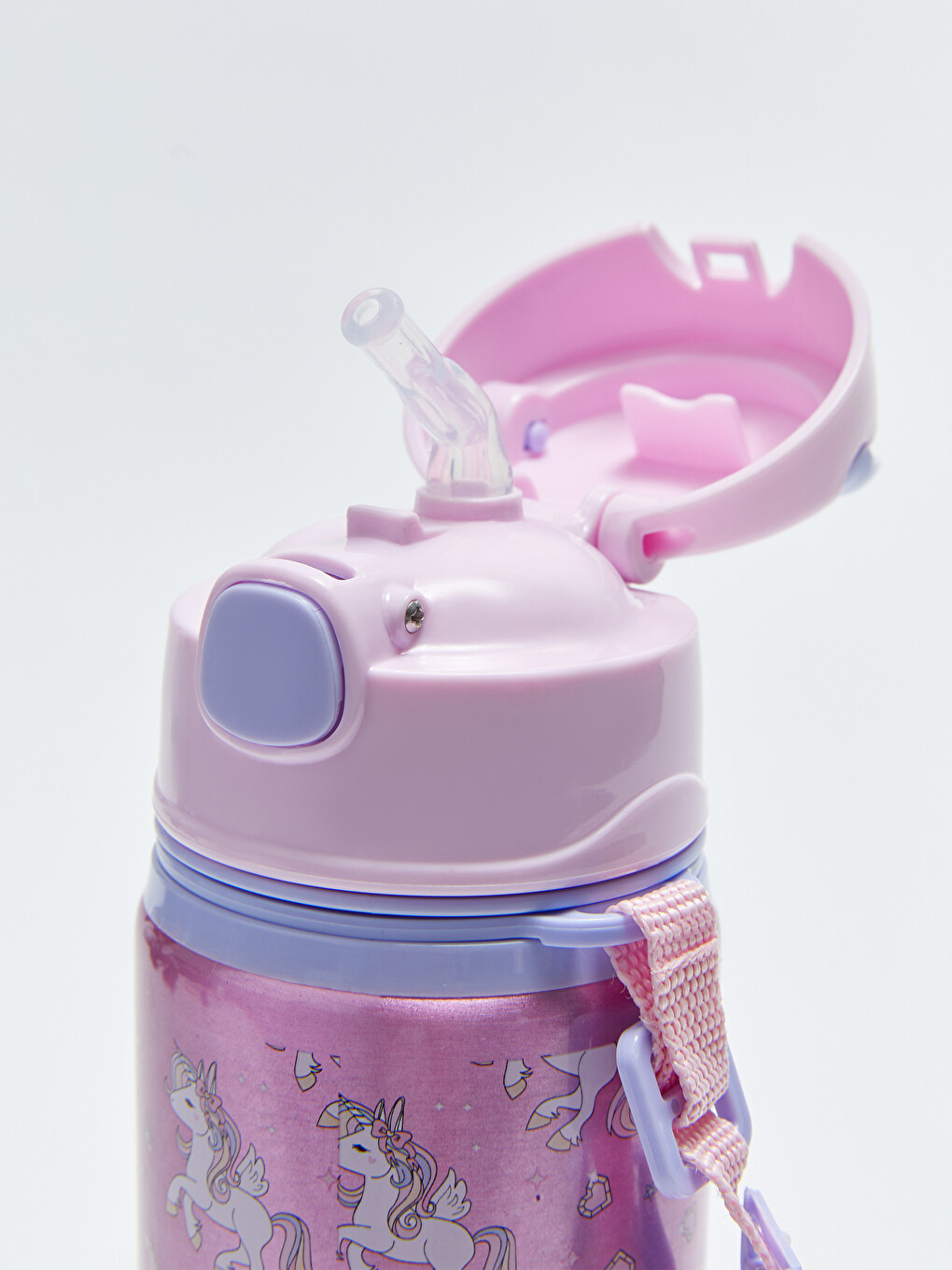 Karışık Baskılı Pipetli Kız Çocuk Suluk 500 ml-1