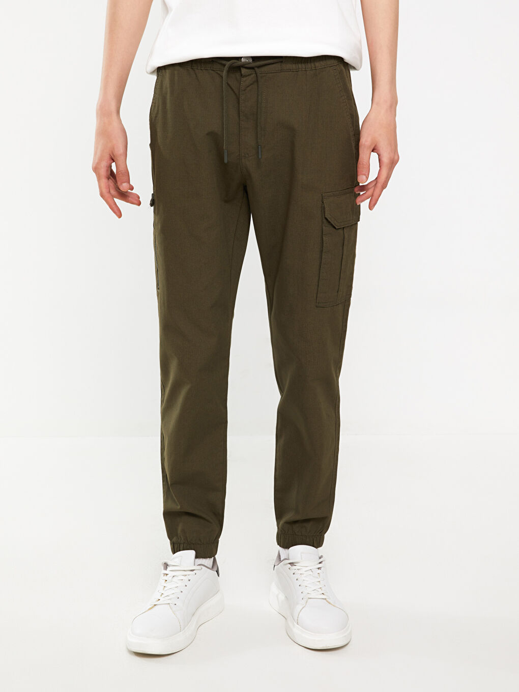 Haki Slim Fit Erkek Kargo Pantolon-2