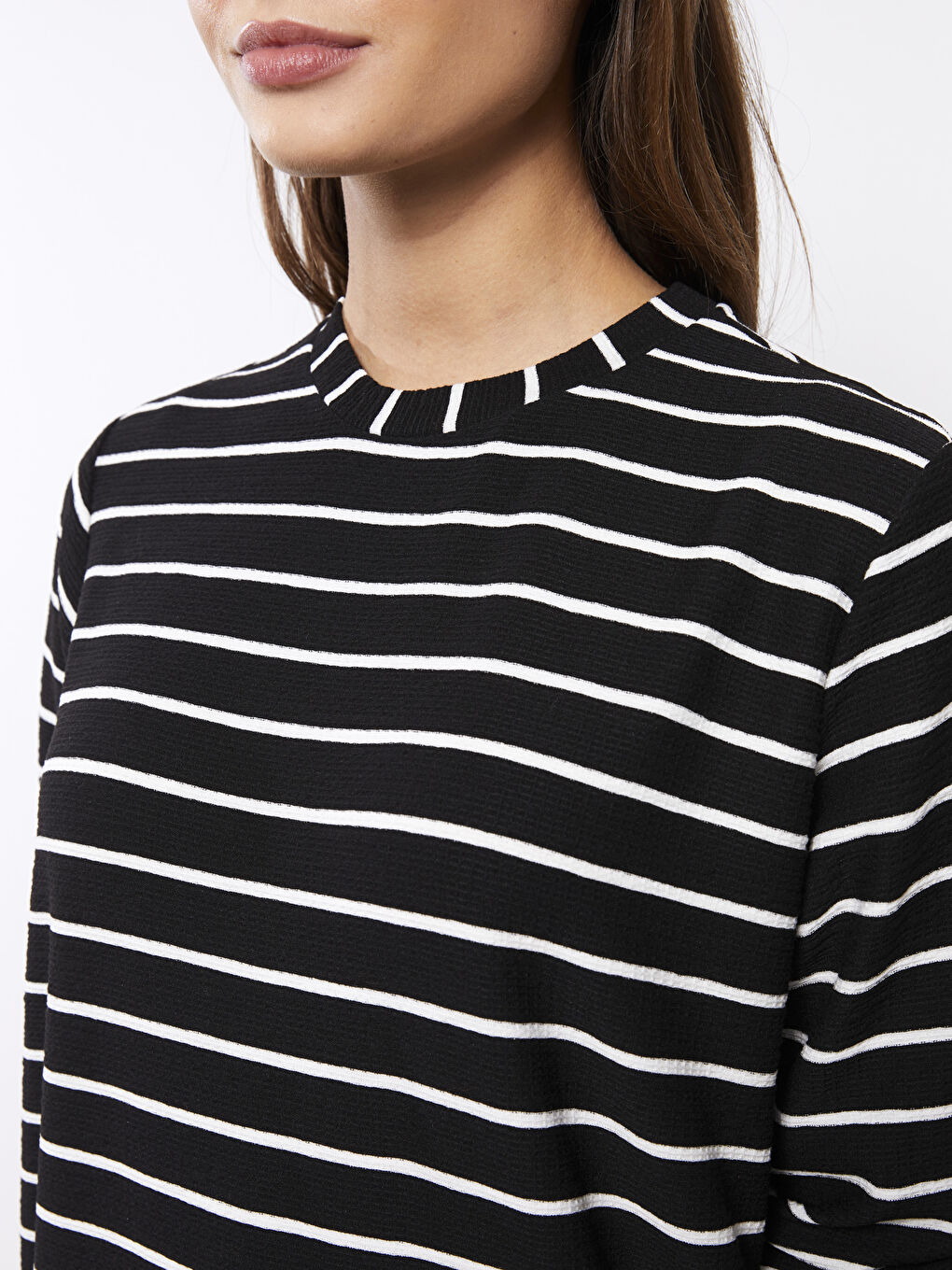 әйелдерге арналған жолақты ұзын жеңді оверсайз туника-3