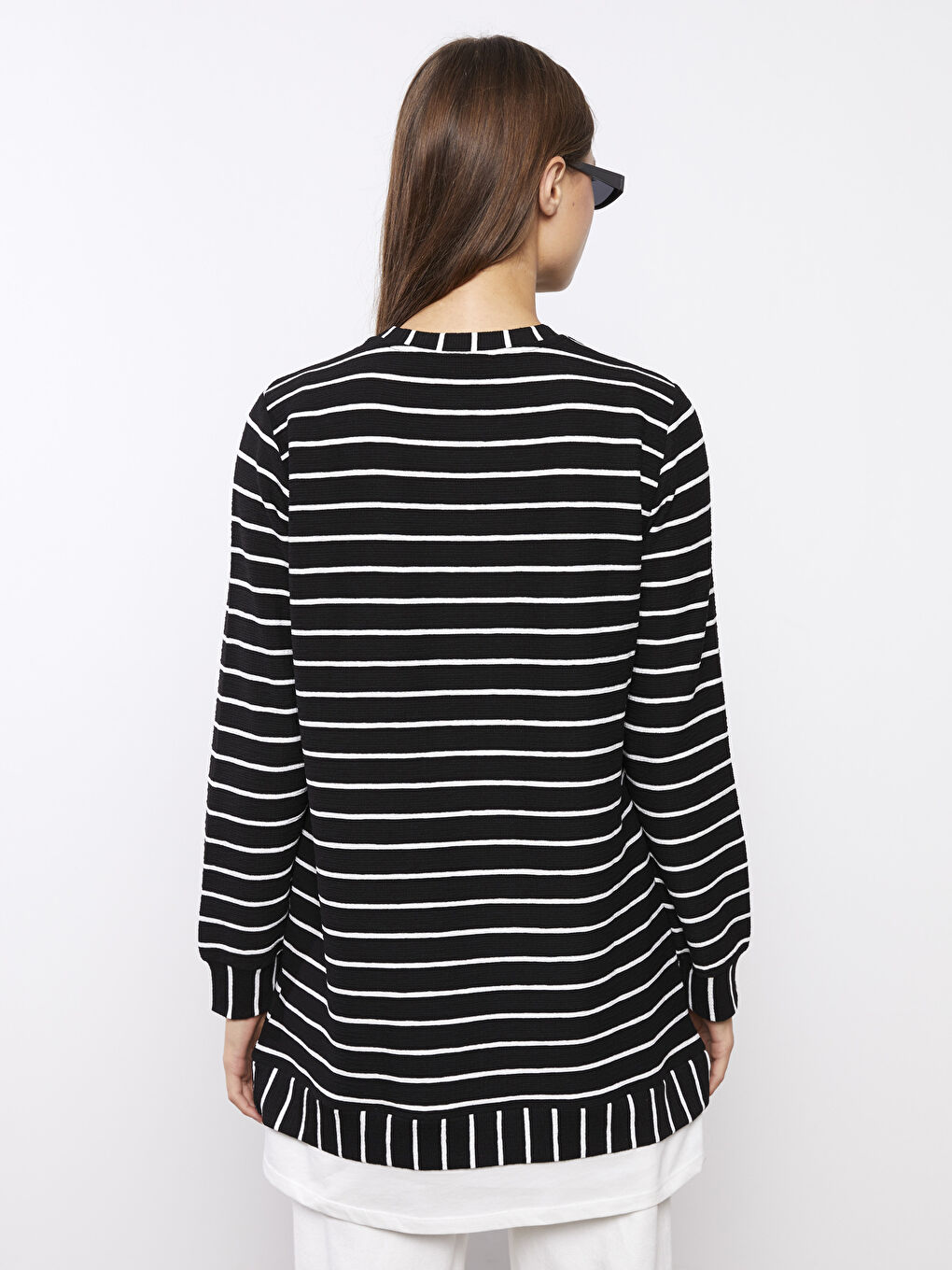 әйелдерге арналған жолақты ұзын жеңді оверсайз туника-4