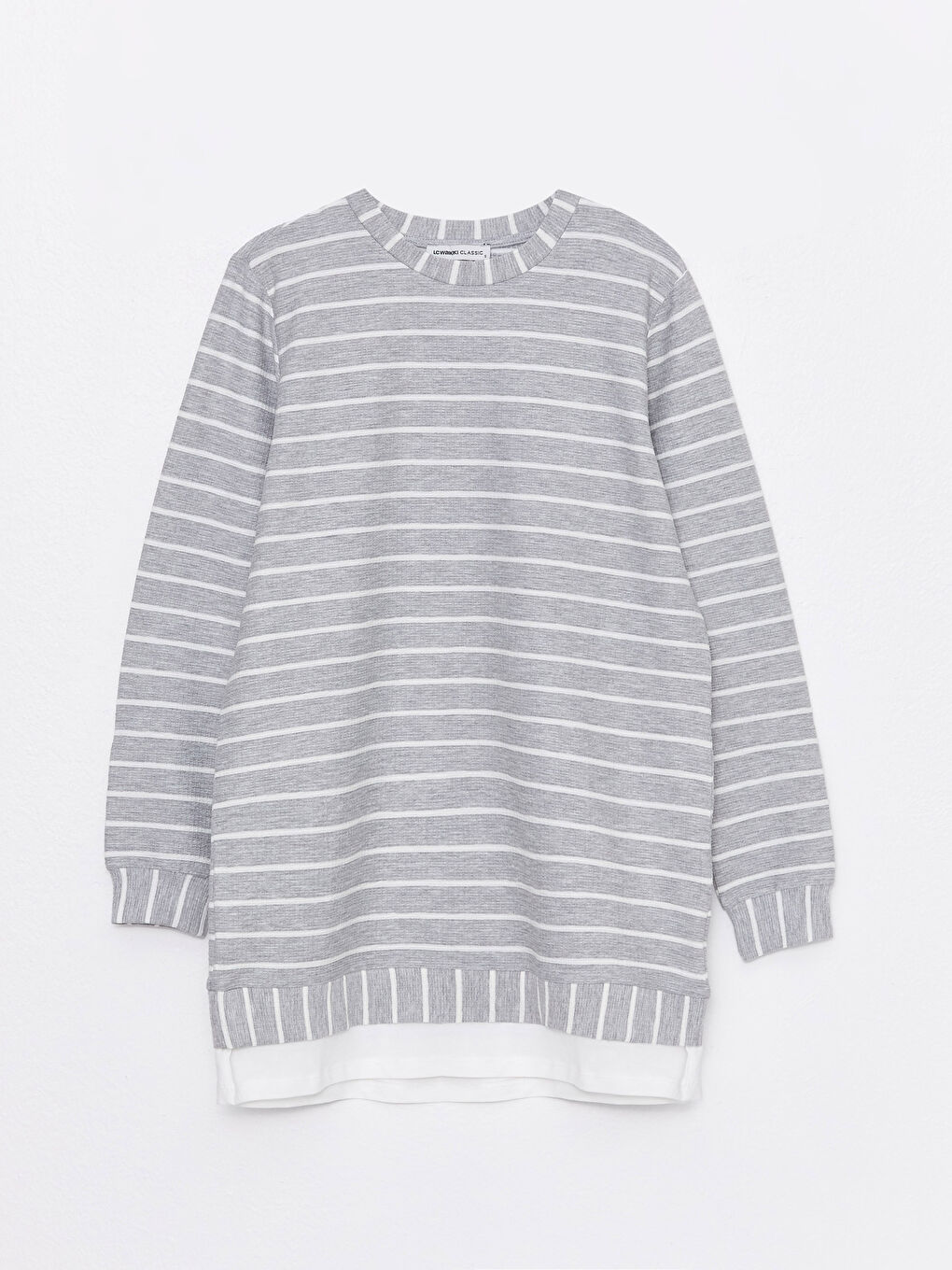 Tunique Pour Femmes Oversize Rayée à Manches Longues et Col Rond-5