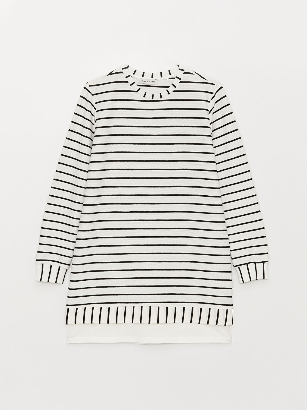 Crew Neck Striped Long Sleeve Oversize Women's Tunic-5