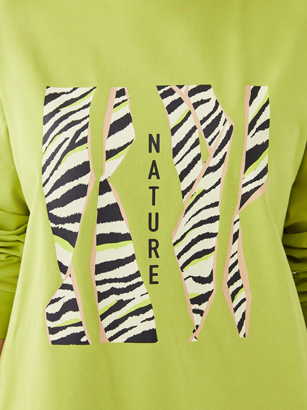 تونيك أوفراسايز كم طويل مطبوع بياقة دائرية للسيدات-3