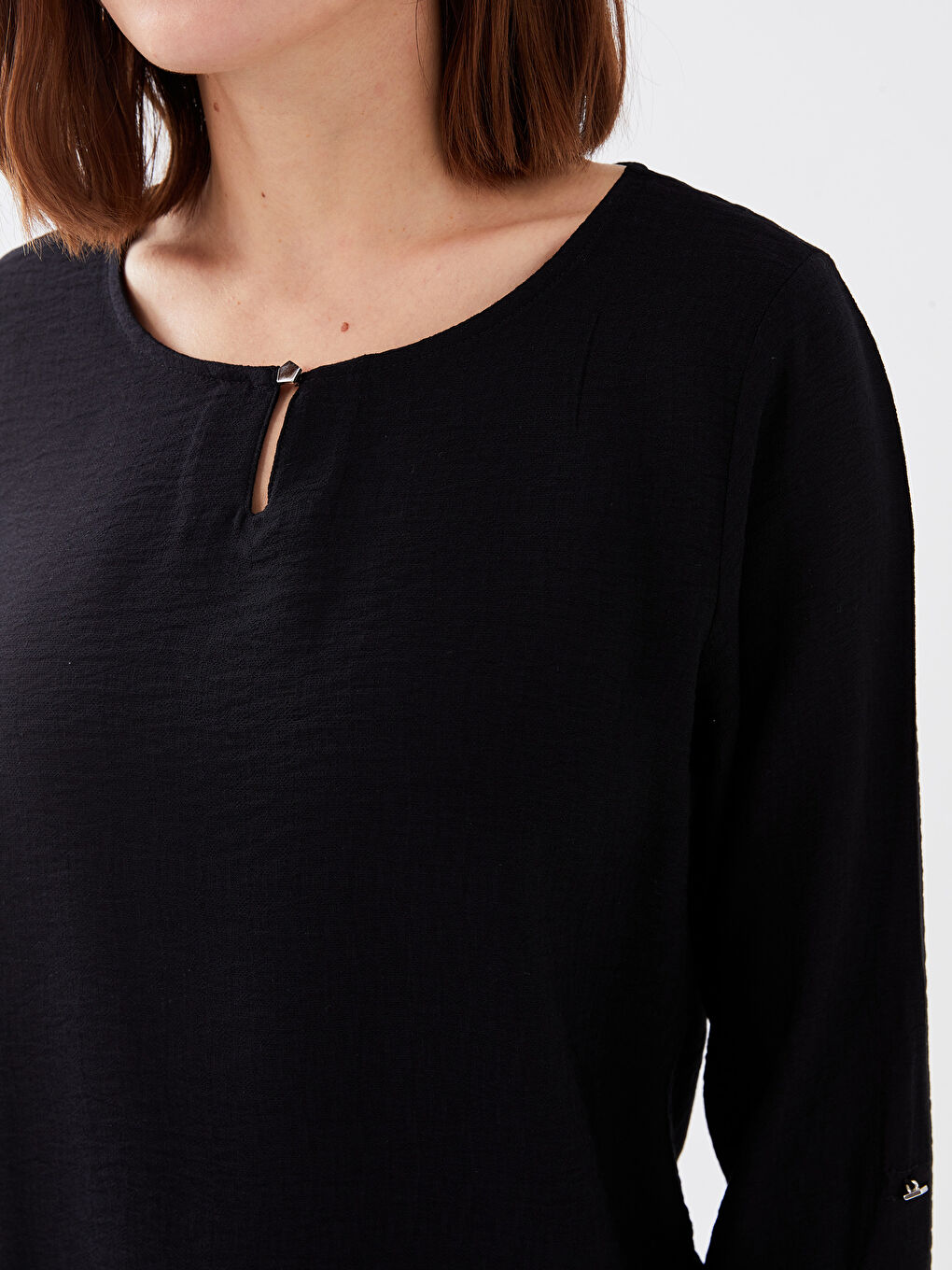 Crew Neck Plain Long Sleeve Women's Blouse -S3AE47Z8-CVL