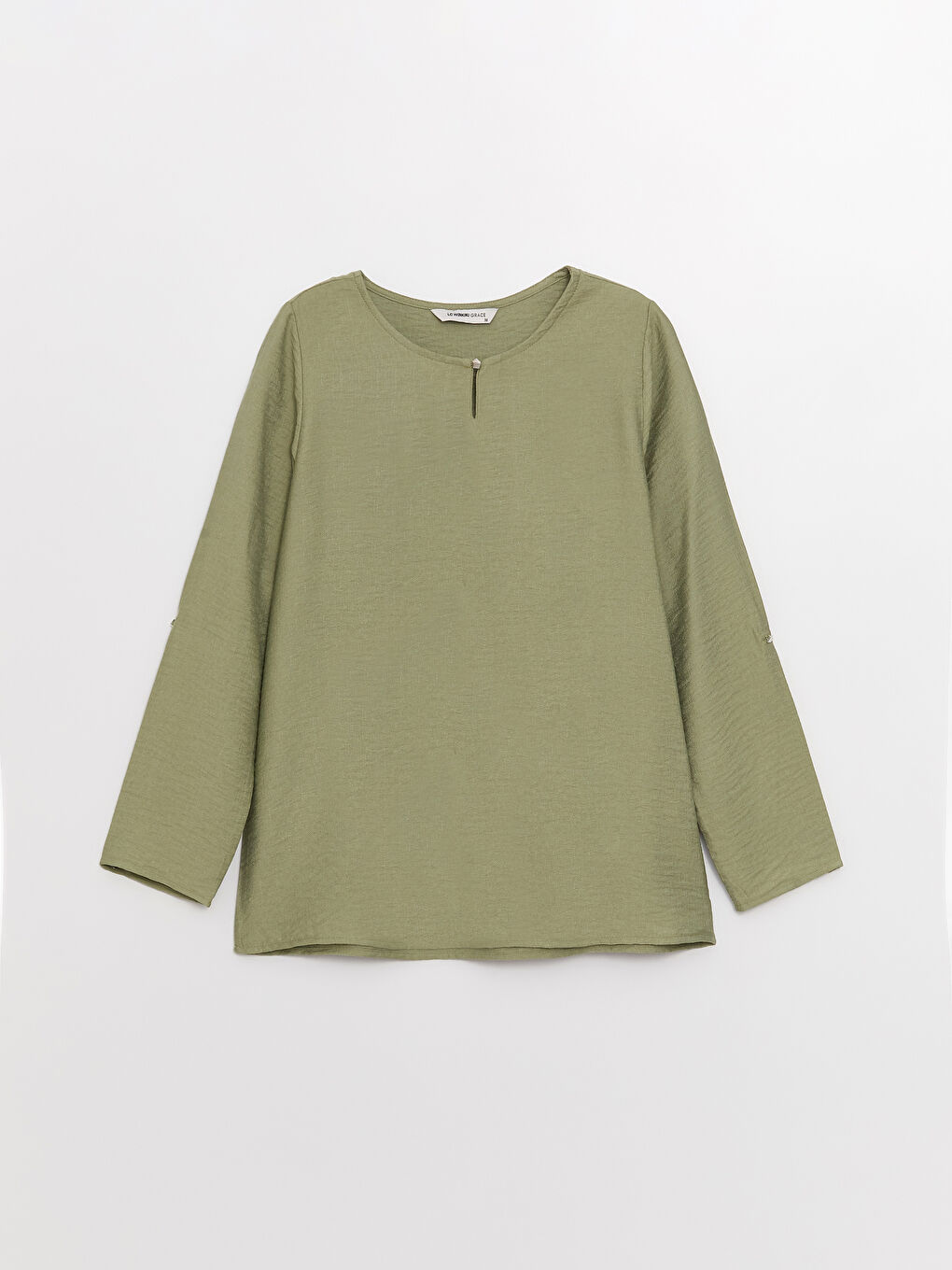 Crew Neck Plain Long Sleeve Women's Blouse-10