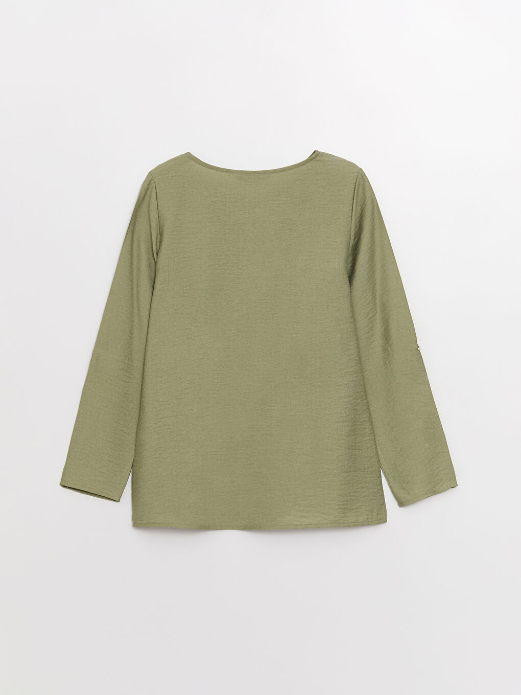 Crew Neck Plain Long Sleeve Women's Blouse-11