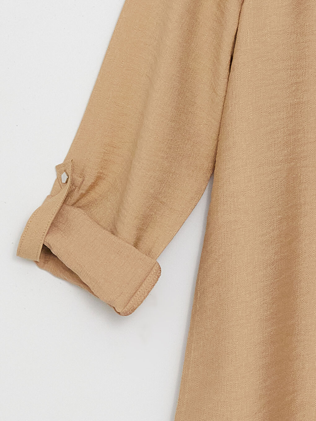 Bej Bisiklet Yaka Düz Uzun Kollu Kadın Bluz-7