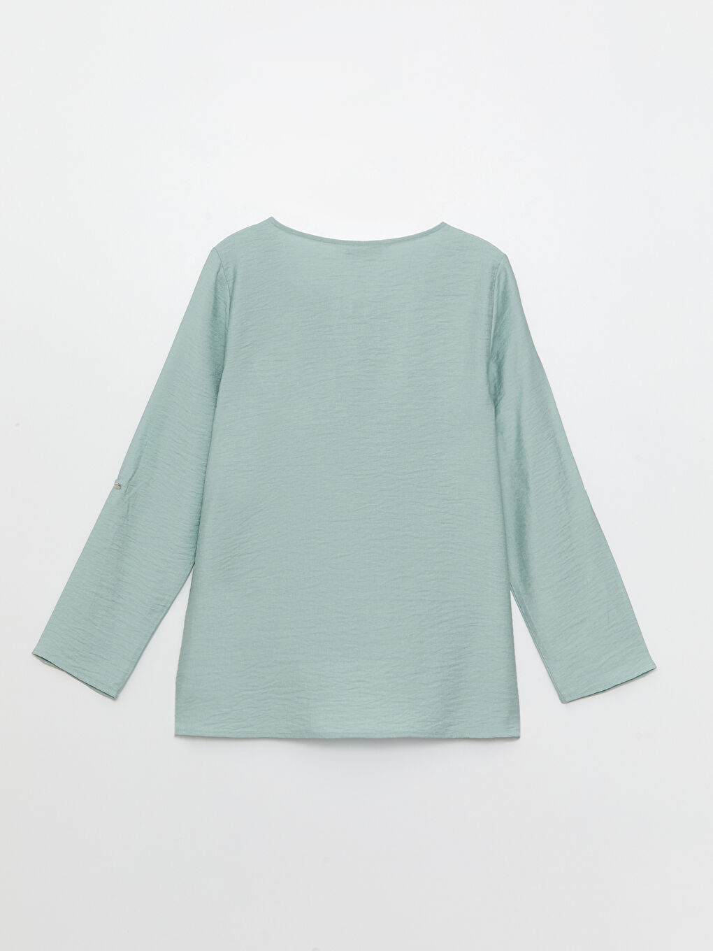 Yeşil Bisiklet Yaka Düz Uzun Kollu Kadın Bluz-6