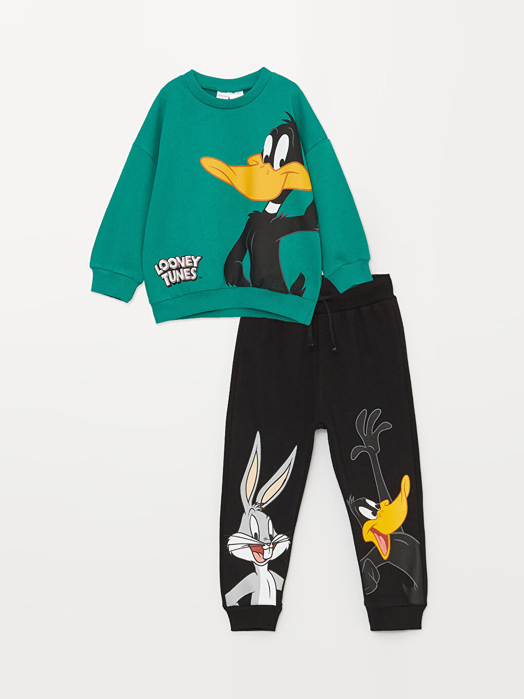 Crew Neck Long Sleeve Looney Tunes Printed Baby Boy Sweatshirt and Tracksuit Bottom 2-Pack Set