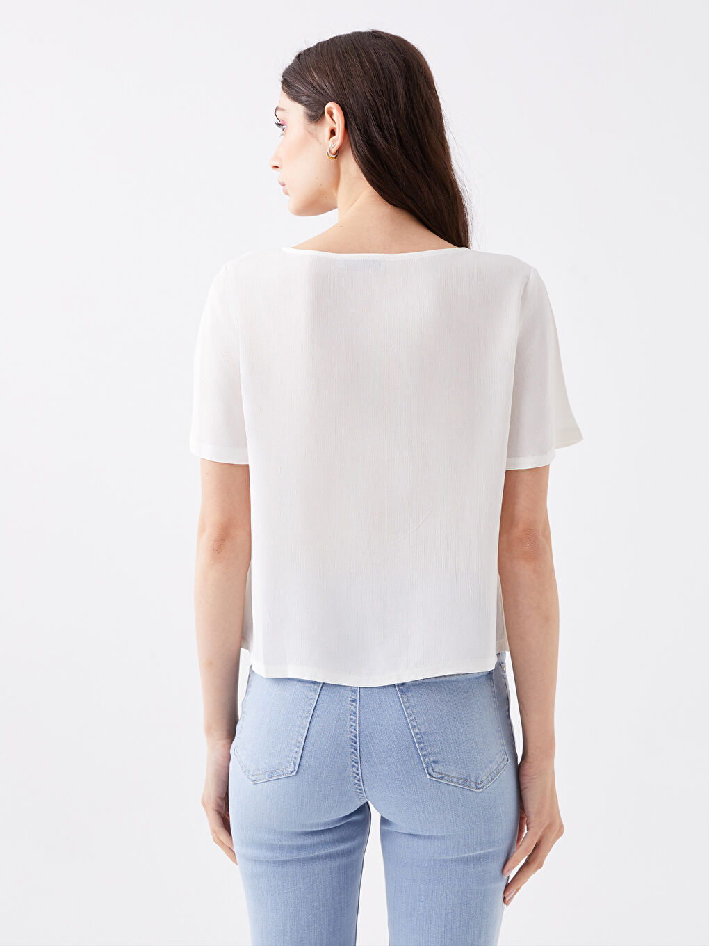 LC Waikiki V-Neck Plain Short Sleeve Women's Blouse -S3AE57Z8-R9J