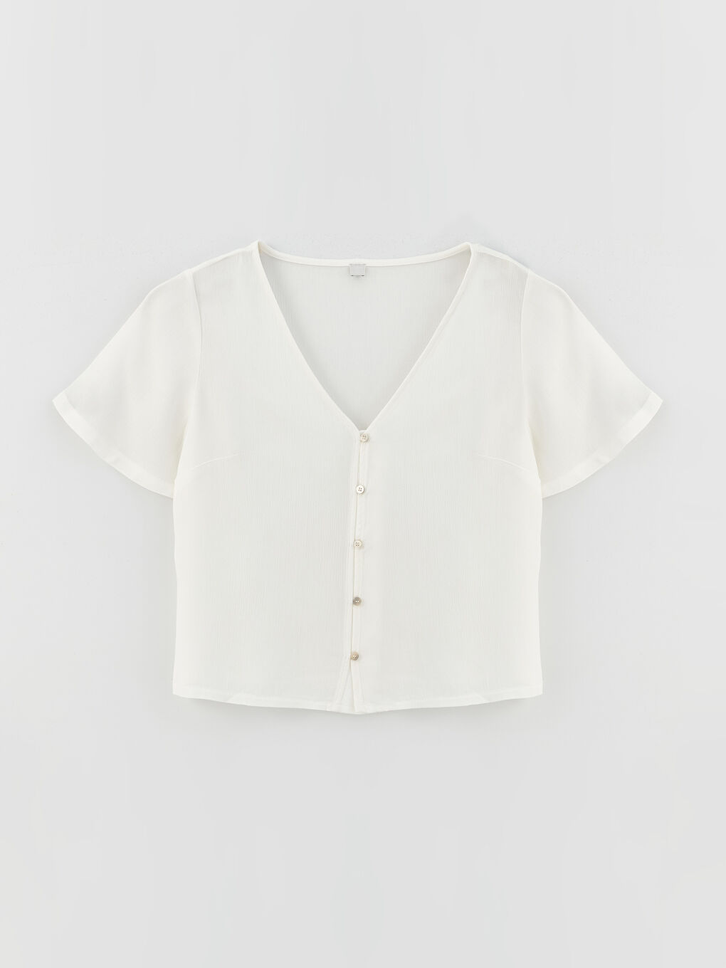 LC Waikiki V-Neck Plain Short Sleeve Women's Blouse -S3AE57Z8-R9J
