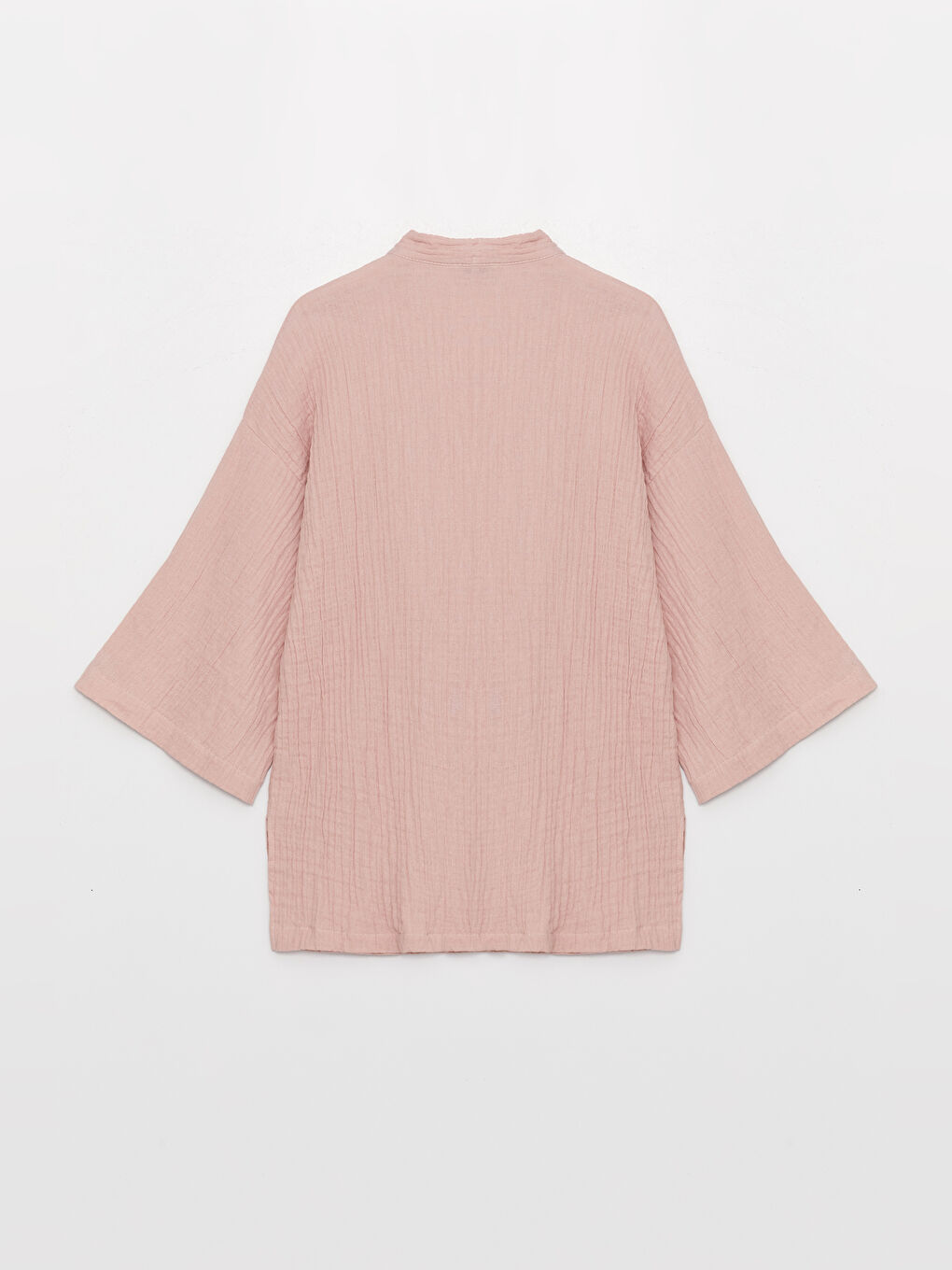 Pembe Şal Yaka Düz Oversize Kadın Kimono-6