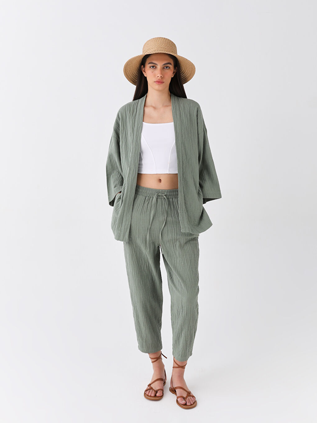 Shawl Collar Plain Oversize Women's Kimono -S3AE69Z8-GN2
