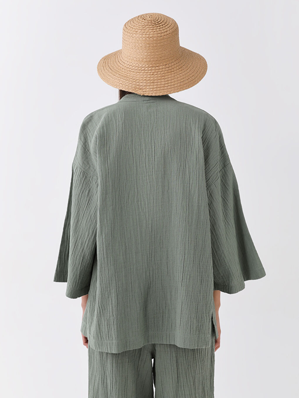 Shawl Collar Plain Oversize Women's Kimono -S3AE69Z8-GN2