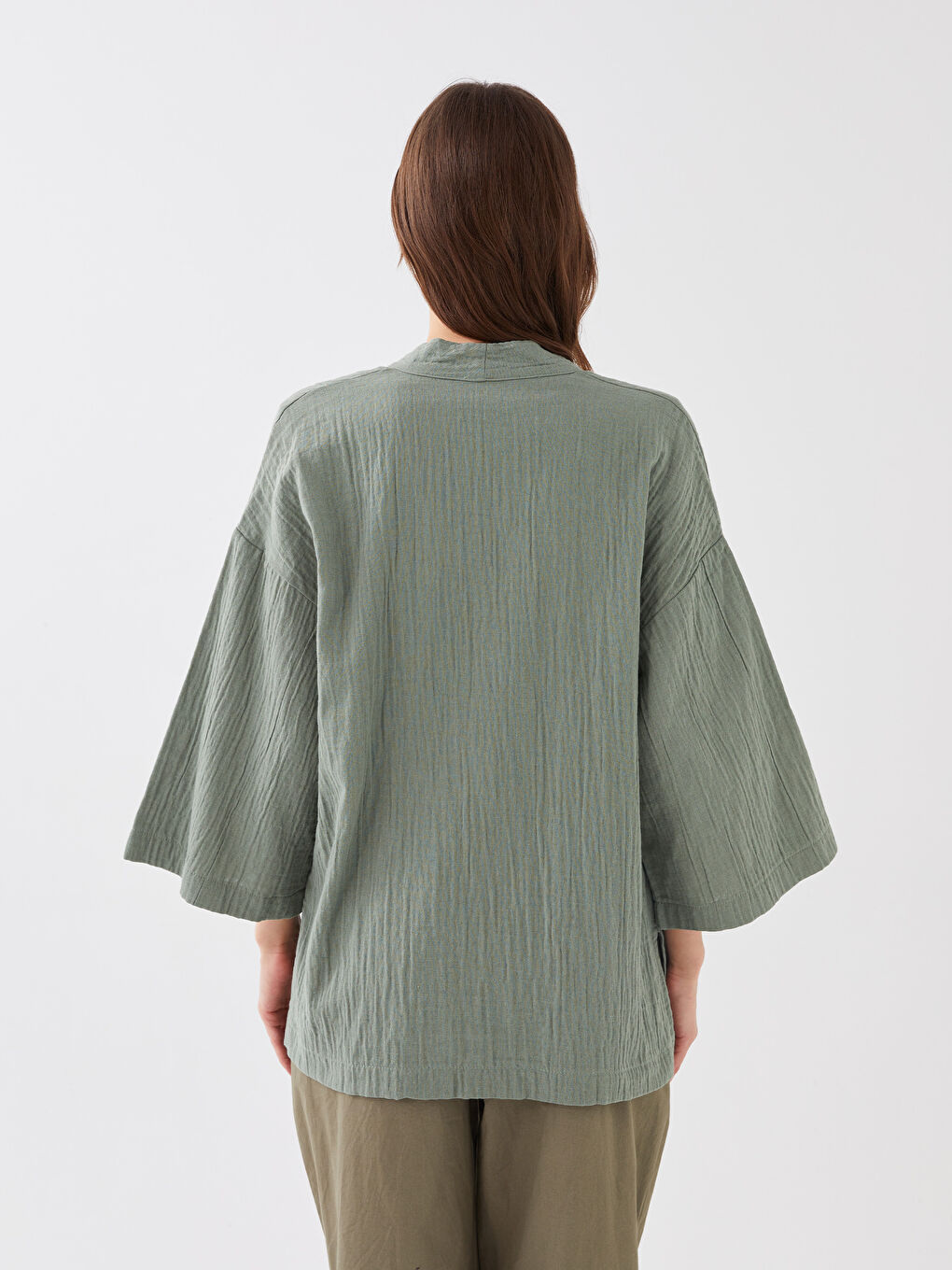 Shawl Collar Plain Oversize Women's Kimono -S3AE69Z8-GN2