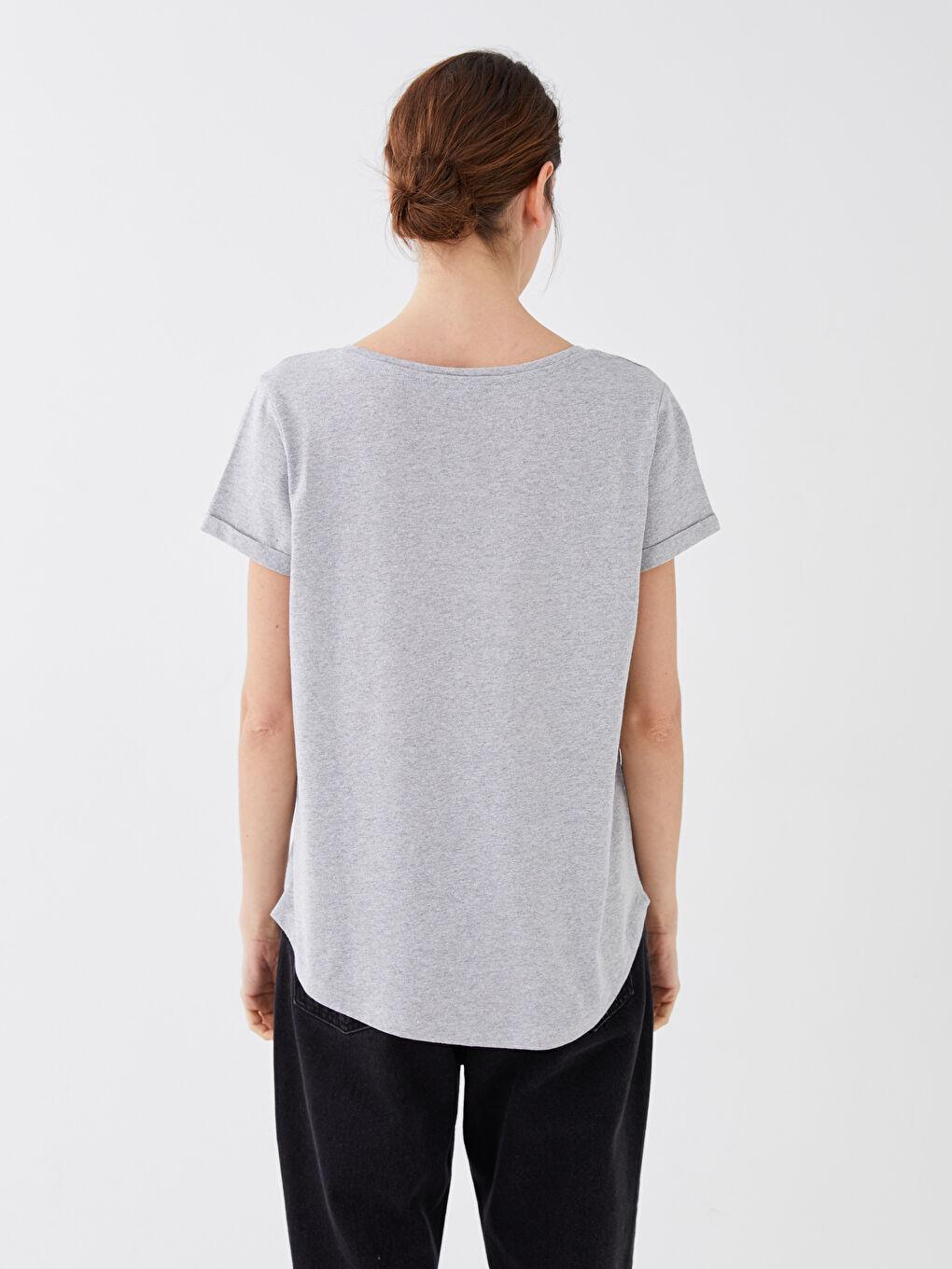 V-Neck Sequin Embroidered Short Sleeve Women's T-Shirt-4