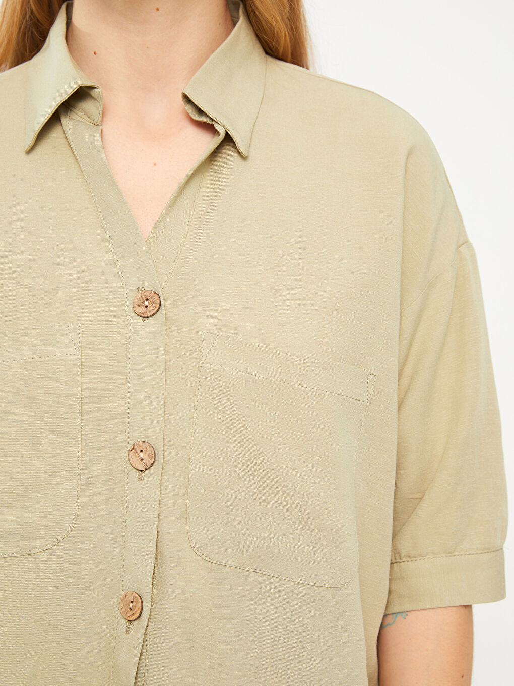 قميص سادة أوفراسايز للسيدات-3