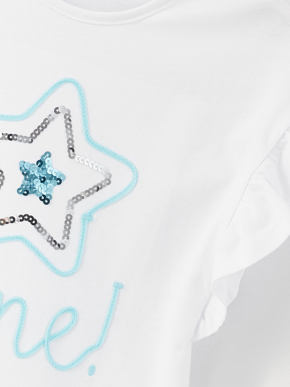 Crew Neck Embroidered Short Sleeve Girls' T-Shirt-2