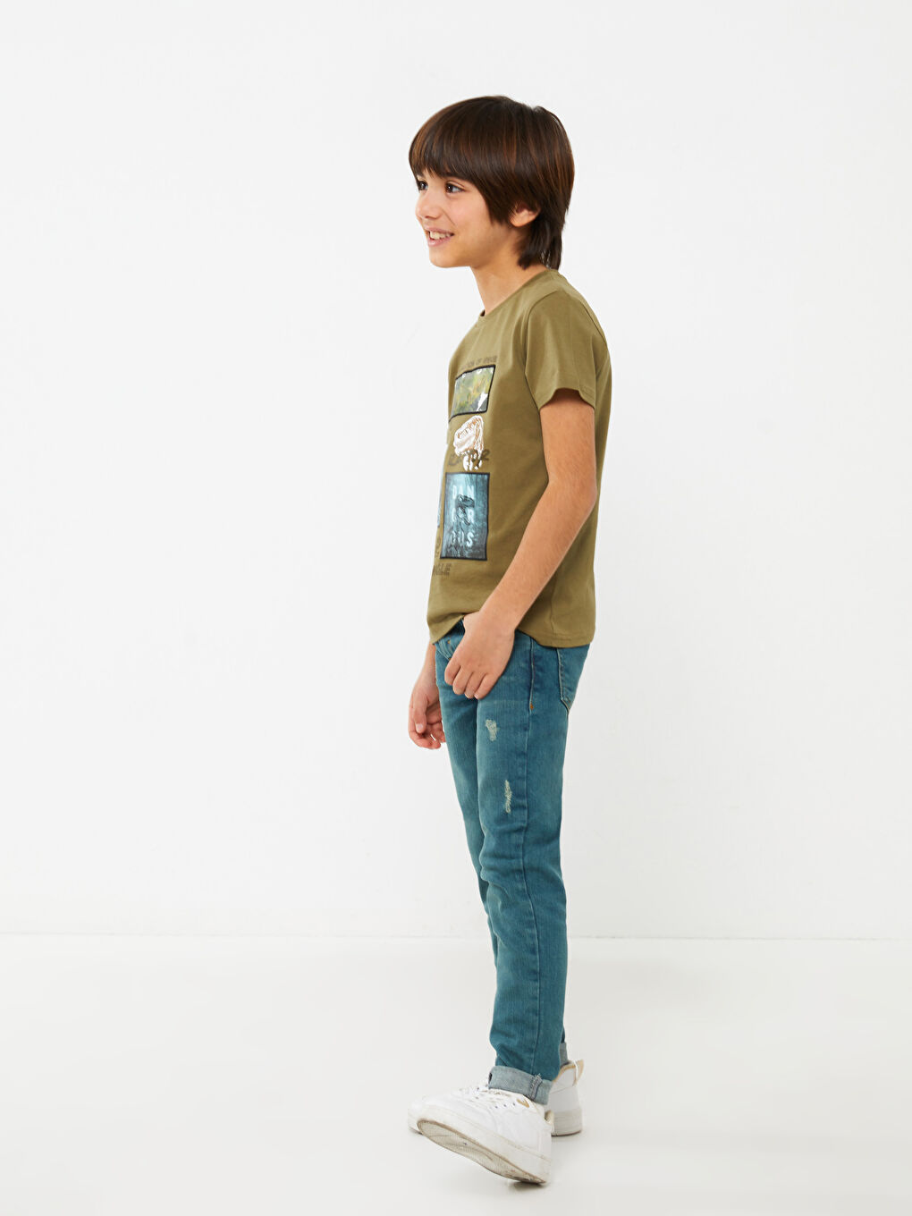 Adjustable Elastic Waist Boys' Jeans-1