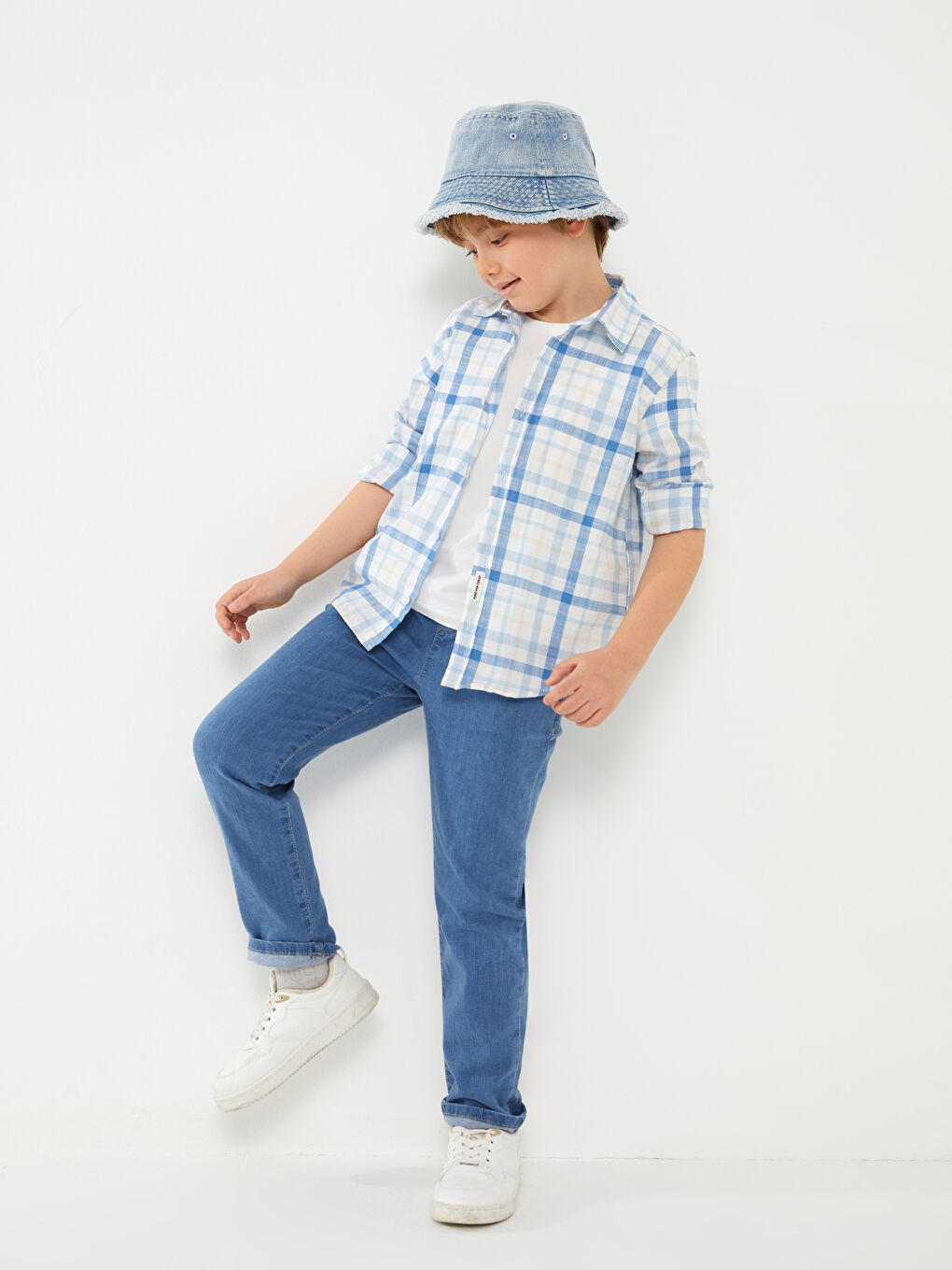 Серпімді белдік ұлдарға арналған джинс шалбар-1