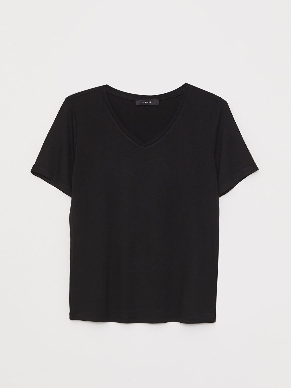 V-Neck Plain Short Sleeve Women's T-Shirt-5