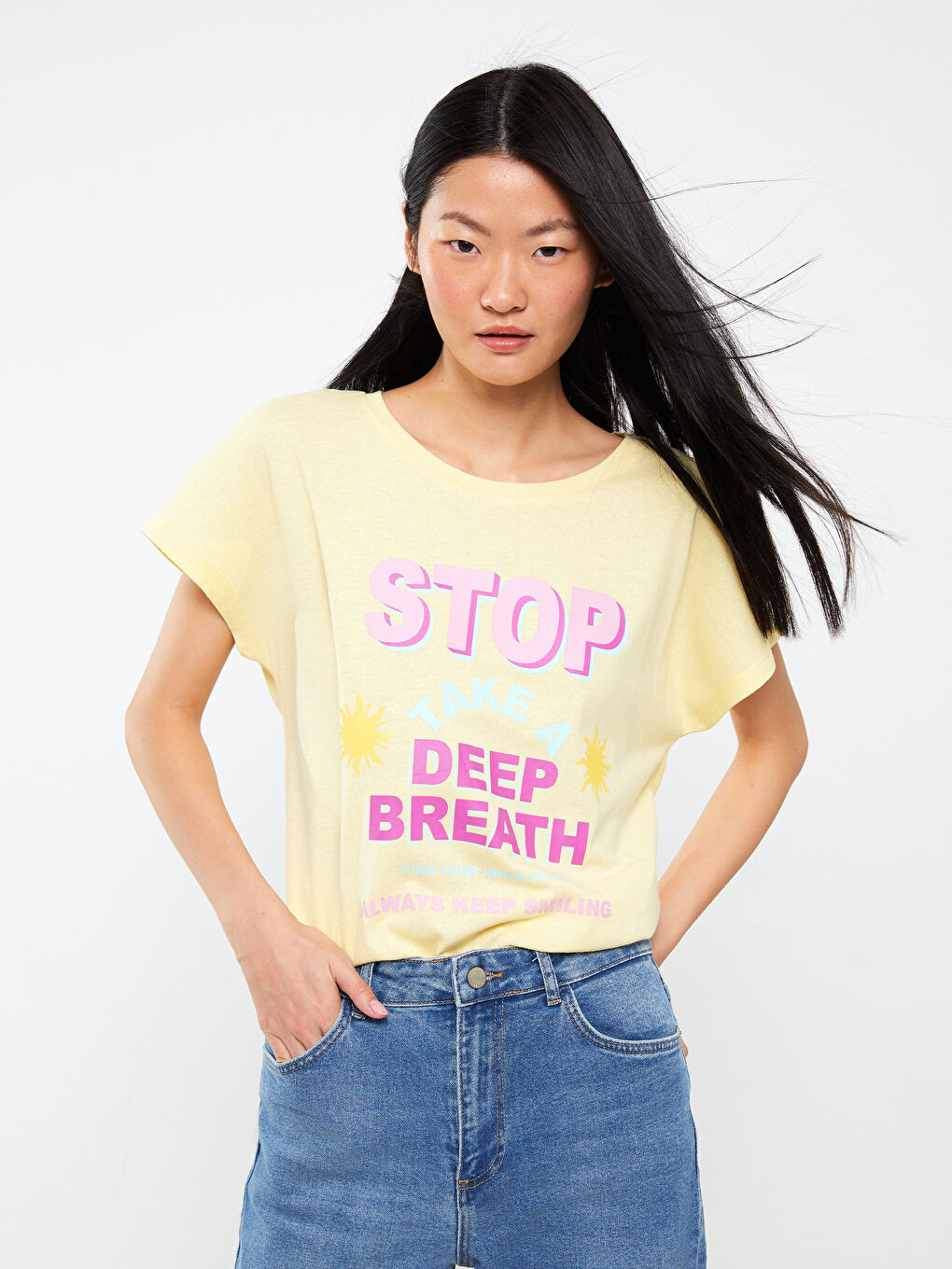 Crew Neck Printed Short Sleeve Women's T-Shirt