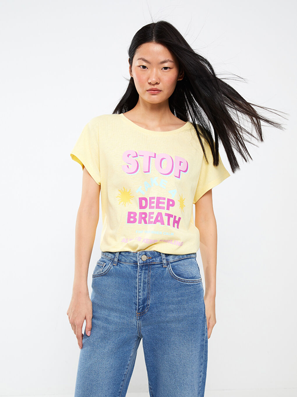 Crew Neck Printed Short Sleeve Women's T-Shirt-1