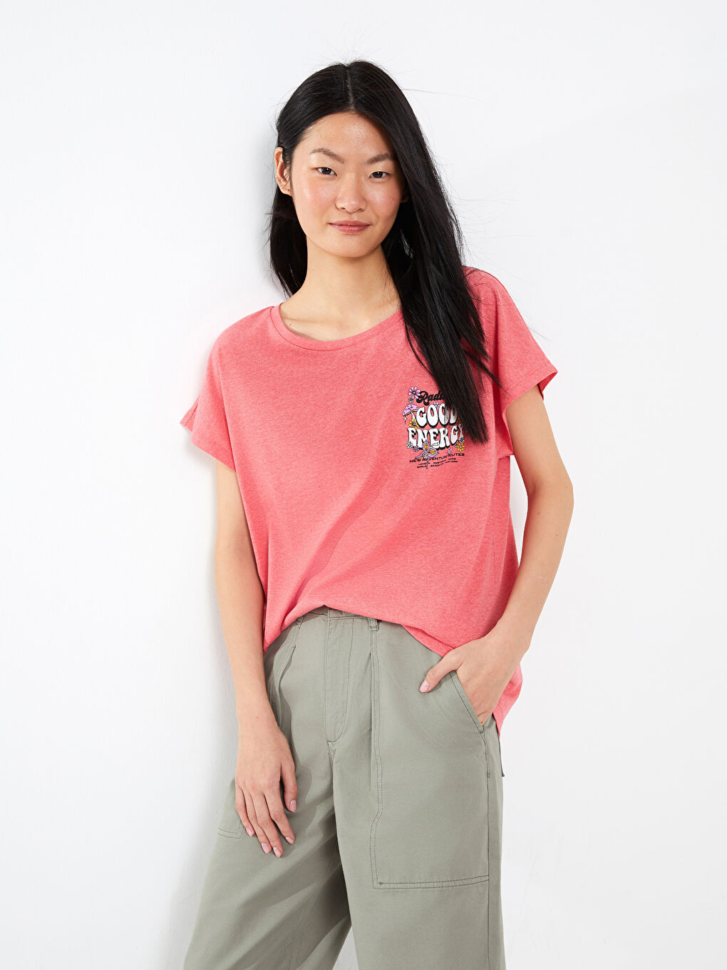 Crew Neck Printed Short Sleeve Women's T-Shirt