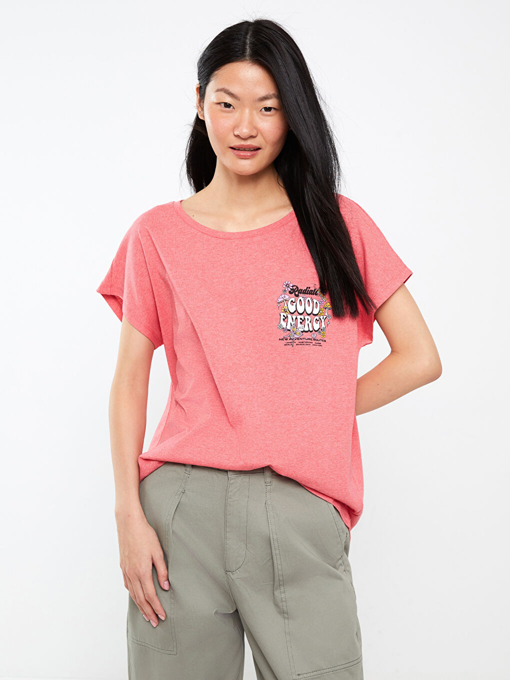 Crew Neck Printed Short Sleeve Women's T-Shirt-1