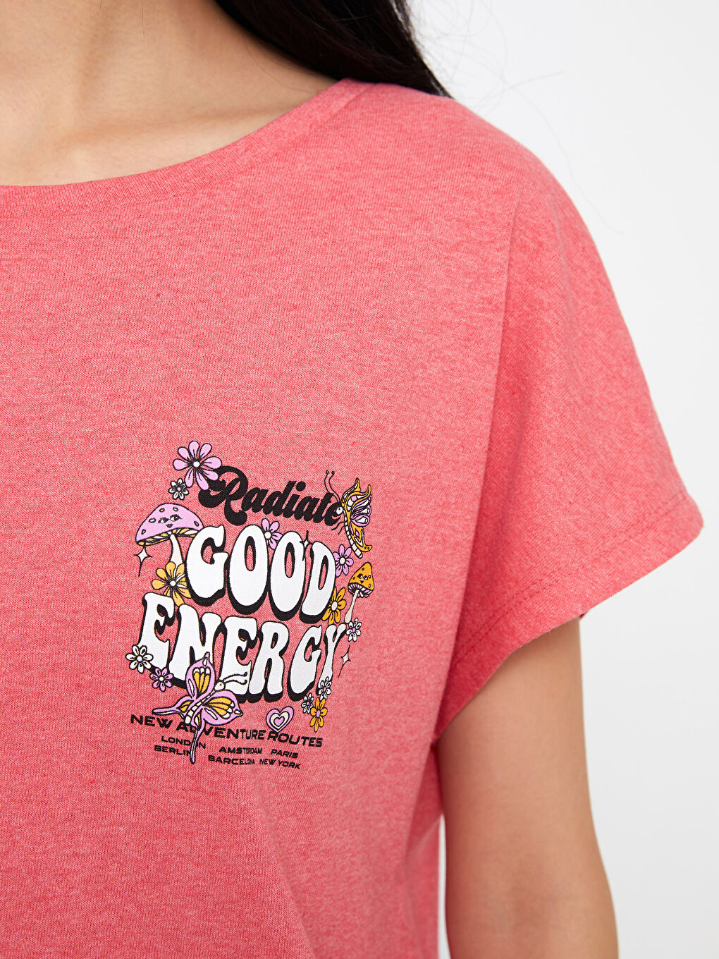 Crew Neck Printed Short Sleeve Women's T-Shirt-3